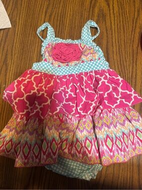 Sage & Lilly Aqua Polka Dot Girls Romper